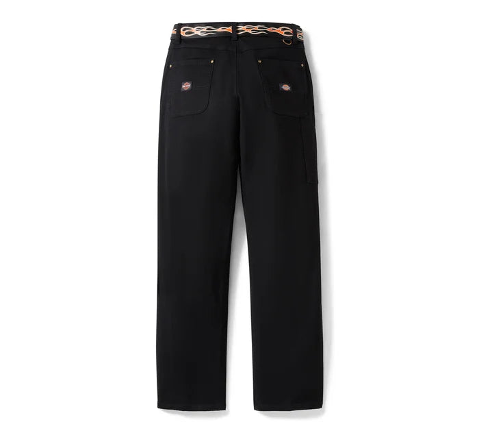 Women's Dickies x H-D Flex Fit Double Pocket Carpenter Pant with Flame Belt - Short - Anthracite