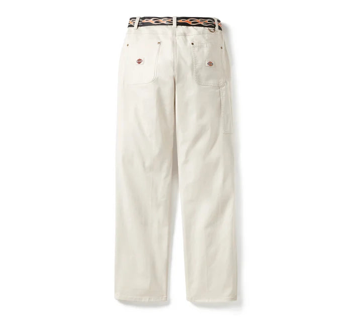 Women's Dickies x H-D Flex Fit Double Pocket Carpenter Pant with Flame Belt - Short - Silver Birch
