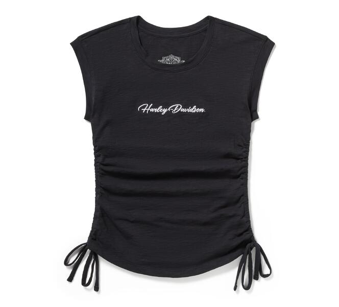 WOMENS BLACK  HD CINCHED TOP