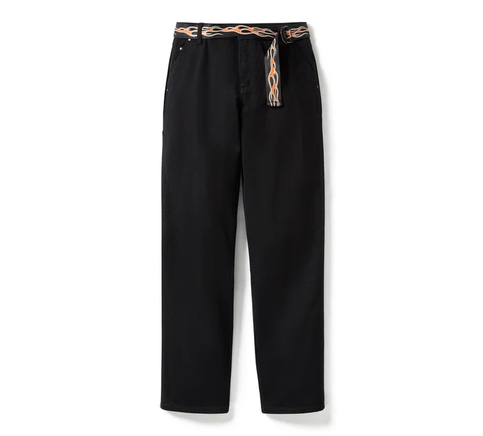 Women's Dickies x H-D Flex Fit Double Pocket Carpenter Pant with Flame Belt - Short - Anthracite
