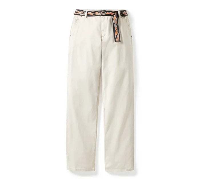 Women's Dickies x H-D Flex Fit Double Pocket Carpenter Pant with Flame Belt - Short - Silver Birch